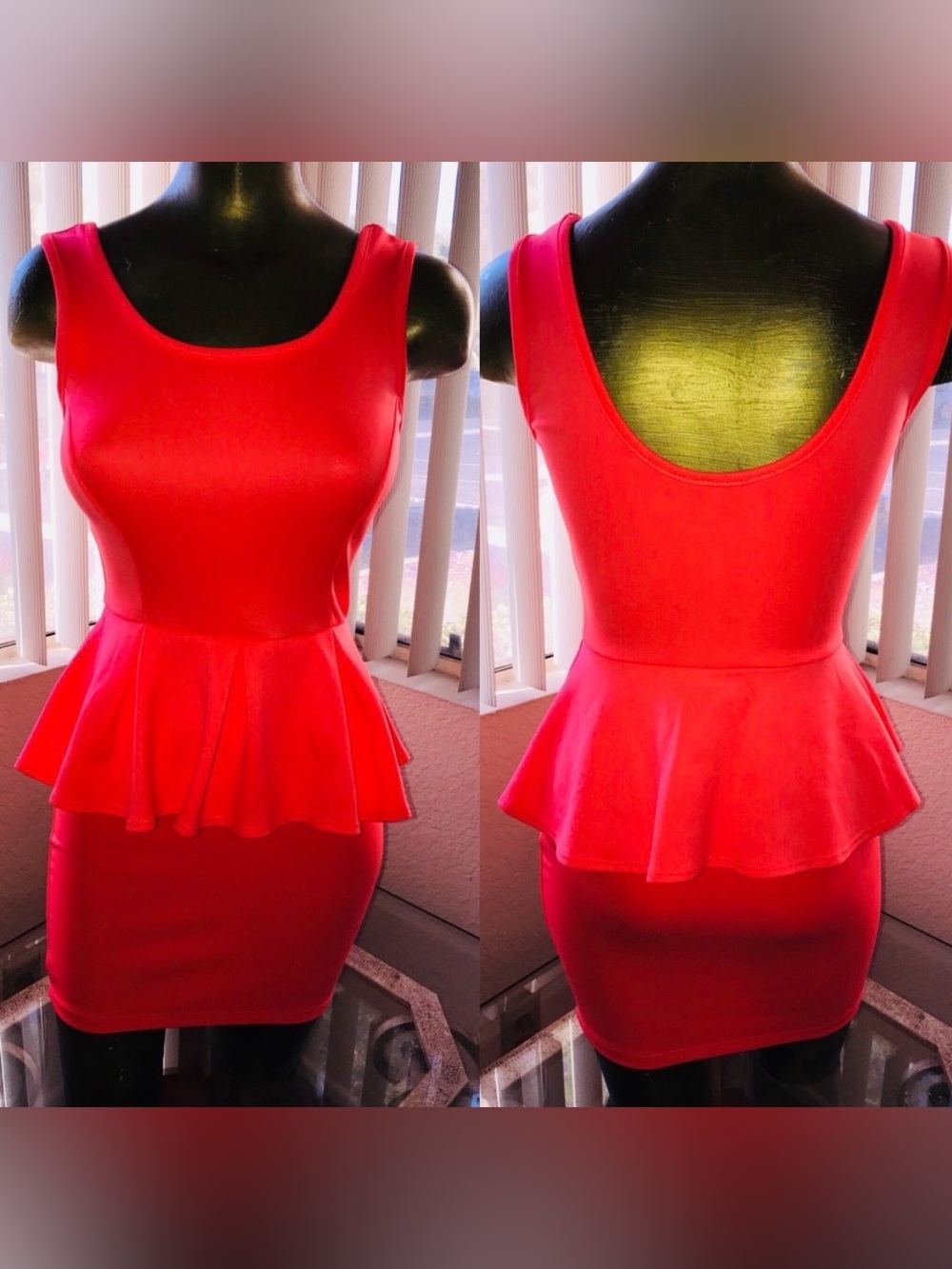 ALT. B Day-Glo NEON Orange PEPLUM Bodycon DRESS S